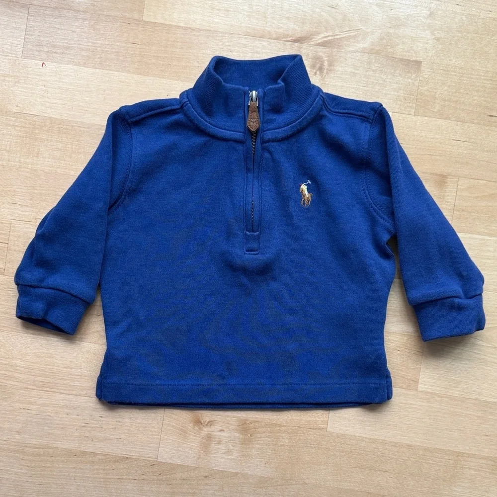 Ralph Lauren Boys Cotton Interlock Quarter-Zip Pullover Size 6m